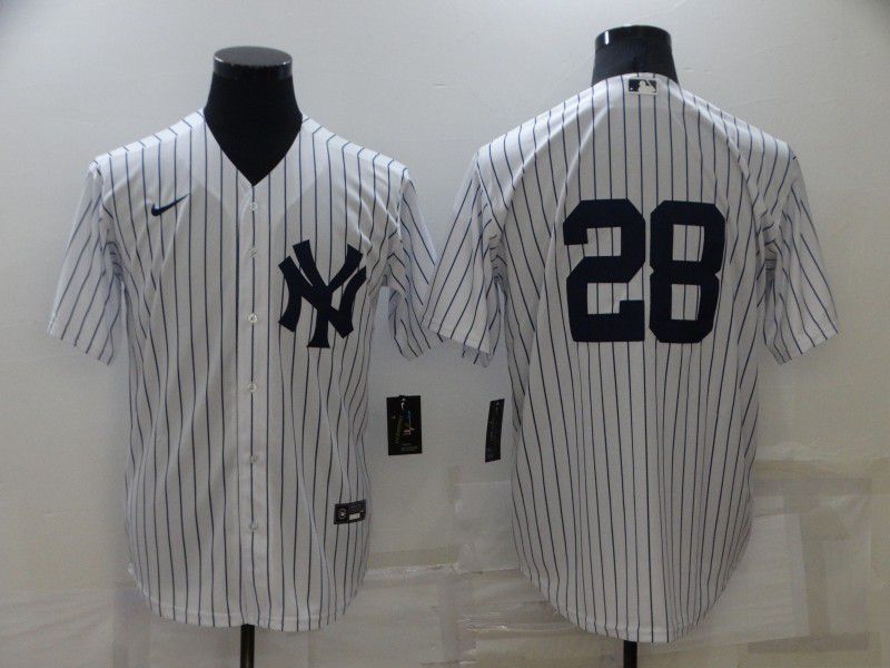 Men New York Yankees 28 No Name White Strip Game 2022 Nike MLB Jersey